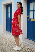 Yumi Red Spot Retro Shirt Dress