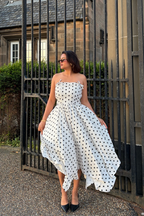 Yumi Polka Dot Hankerchief Hem Dress