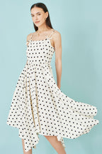 Yumi Polka Dot Hankerchief Hem Dress