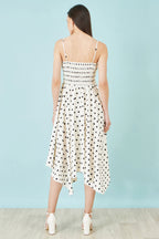 Yumi Polka Dot Hankerchief Hem Dress