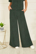 Yumi Black Ditsy Floral Print Relaxed Wide Leg Trousers