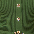 Yumi Green Rib Knit Midi Shirt Dress With Snaffle Belt