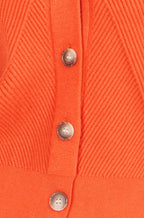Yumi Orange Relaxed Fit Cardigan With Stitch Detail