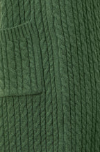 Yumi Green Cable Knit Edge to Edge Long Cardigan With Pockets