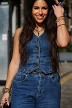 Yumi Blue Denim Stretch Waistcoat