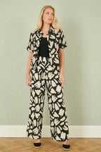 Yumi Black Cotton Splash Print Relaxed Fit Shirt