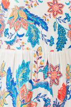 Yumi Blue Boho Block Print Tiered Maxi Dress