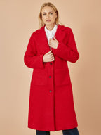 Yumi Red Boucle Long Line Coat