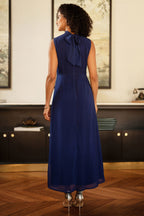 Yumi Navy Flower Halter Neck Maxi Dress