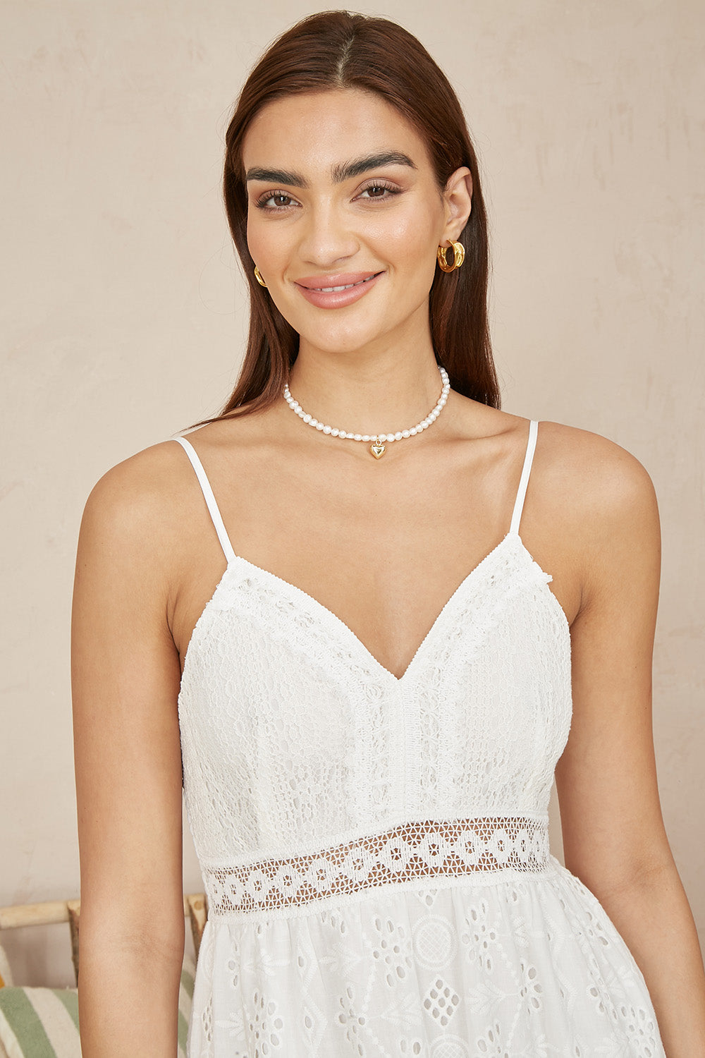 Yumi White Tiered Maxi Dress With Ruched Back