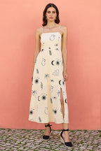 Yumi Ivory Mystic Print Midi Sundress