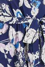 Yumi Navy Floral Midi Wrap Dress