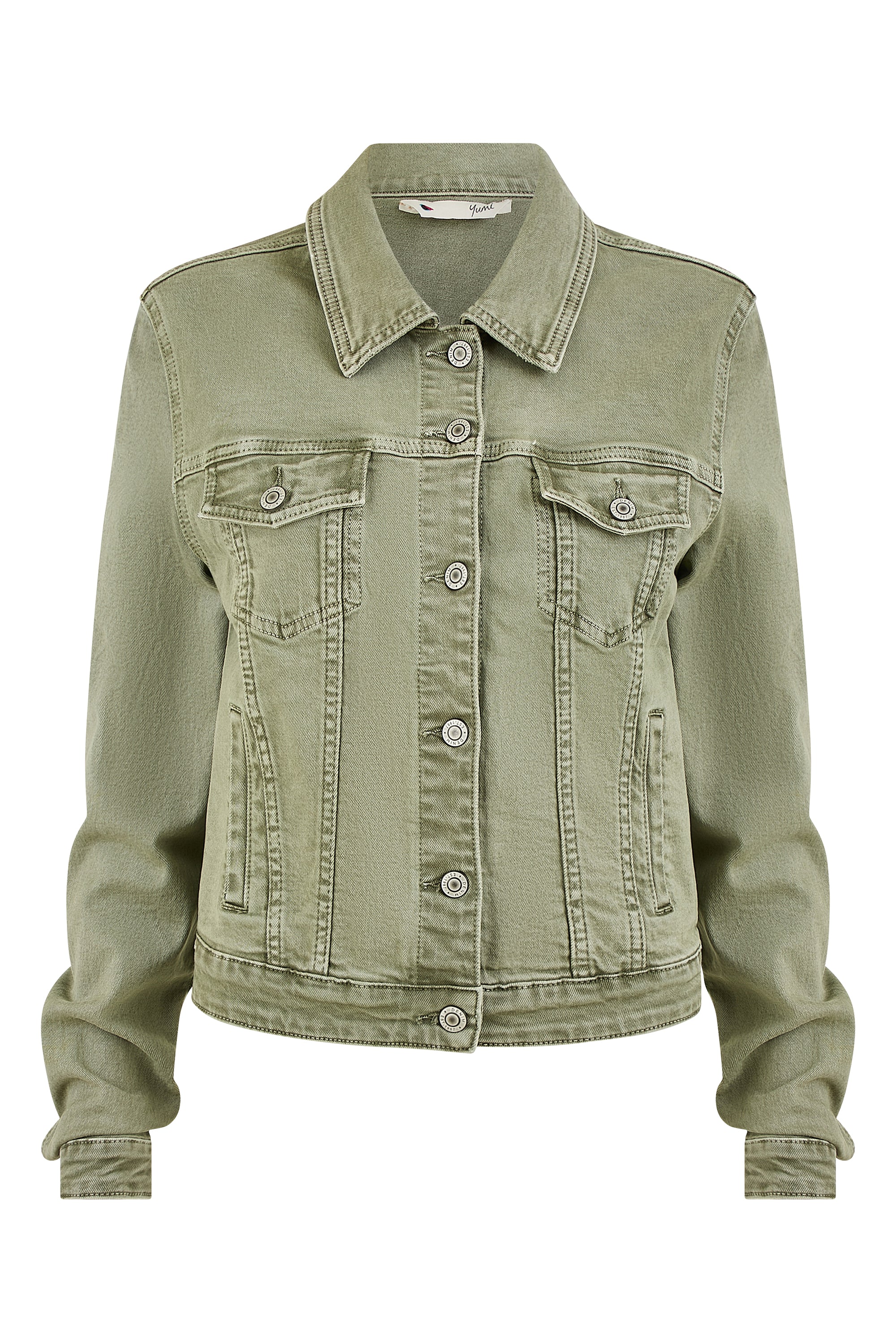 Yumi Green Stretch Cotton Denim Jacket