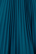 Yumi Teal Stretch Wrap Pleated Midi Dress