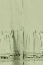 Yumi Green Cotton Lace Trim Skater Shirt Dress