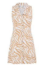 Yumi Brown Zebra Print Collar Sleeveless Shirt Mini Dress