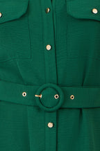Yumi Green Stretch Midi Shirt Dress