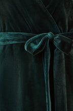 Yumi Green Velvet Wrap Midi Dress With Contrast Hemline