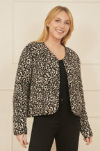 Yumi Brown Leopard Print Boxy Jacket