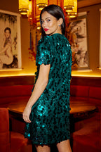 Yumi Green Big Sequin Tunic With Keyhole Neckline