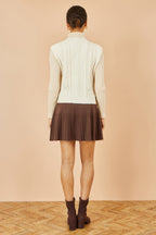 Yumi Brown Knitted Pleated Mini Skirt