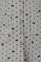 Yumi Grey Bow Print Pinafore Dress With Button Up