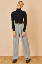 Yumi Grey Check Wide Leg Trousers