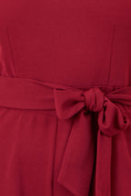 Yumi Burgundy Cross Over Halter Neck Jumpsuit