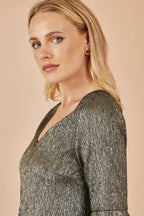 Yumi Gold Stretch Top With Fluted Sleeves