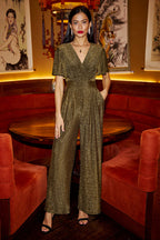 Yumi Gold Sparkle Stretch Jumpsuit