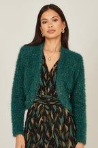 Yumi Green Metallic Fluffy Eyelash Bolero