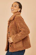 Yumi Brown Short Teddy Bear Jacket