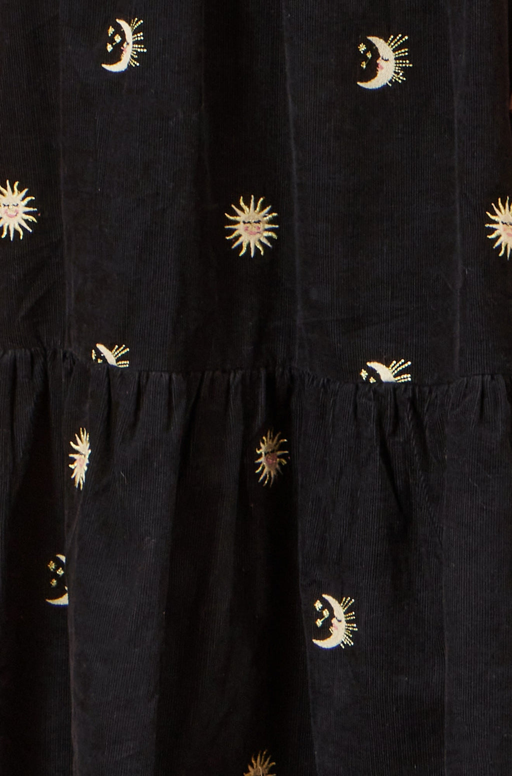 Yumi Black Cosmic Embroidery Cord Midi Shirt Dress