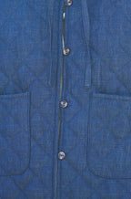 Yumi Blue Chambray Quilted Jacket With Cherry Lining
