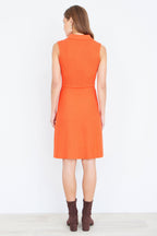 Yumi Orange Rib Knitted Skater Dress With Buckle Detail