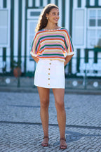Yumi Multicolour Batwing Crochet Top