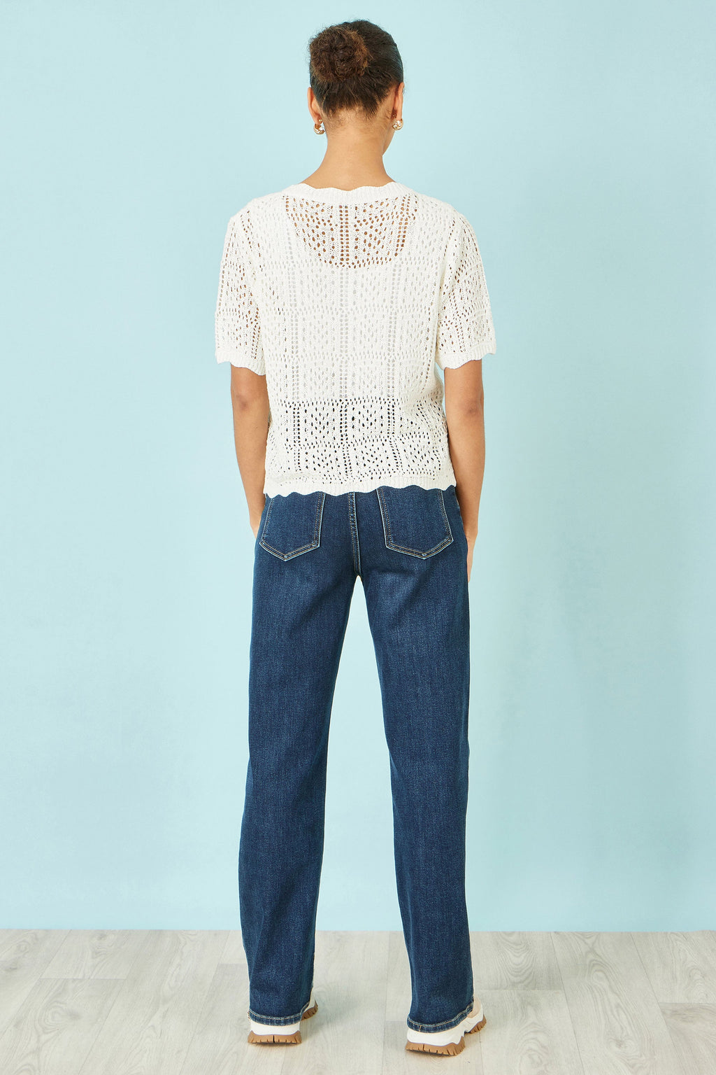 Yumi White Crochet Short Sleeve Cardigan