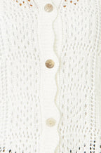 Yumi White Crochet Short Sleeve Cardigan