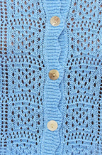 Yumi Blue Crochet Short Sleeve Cardigan