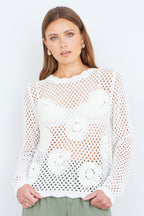 Yumi White Flower Crochet Jumper