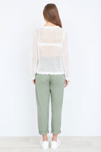 Yumi White Flower Crochet Jumper