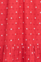 Yumi Red Broderie Anglaise Wrap Midi Dress With Flower Embroidery