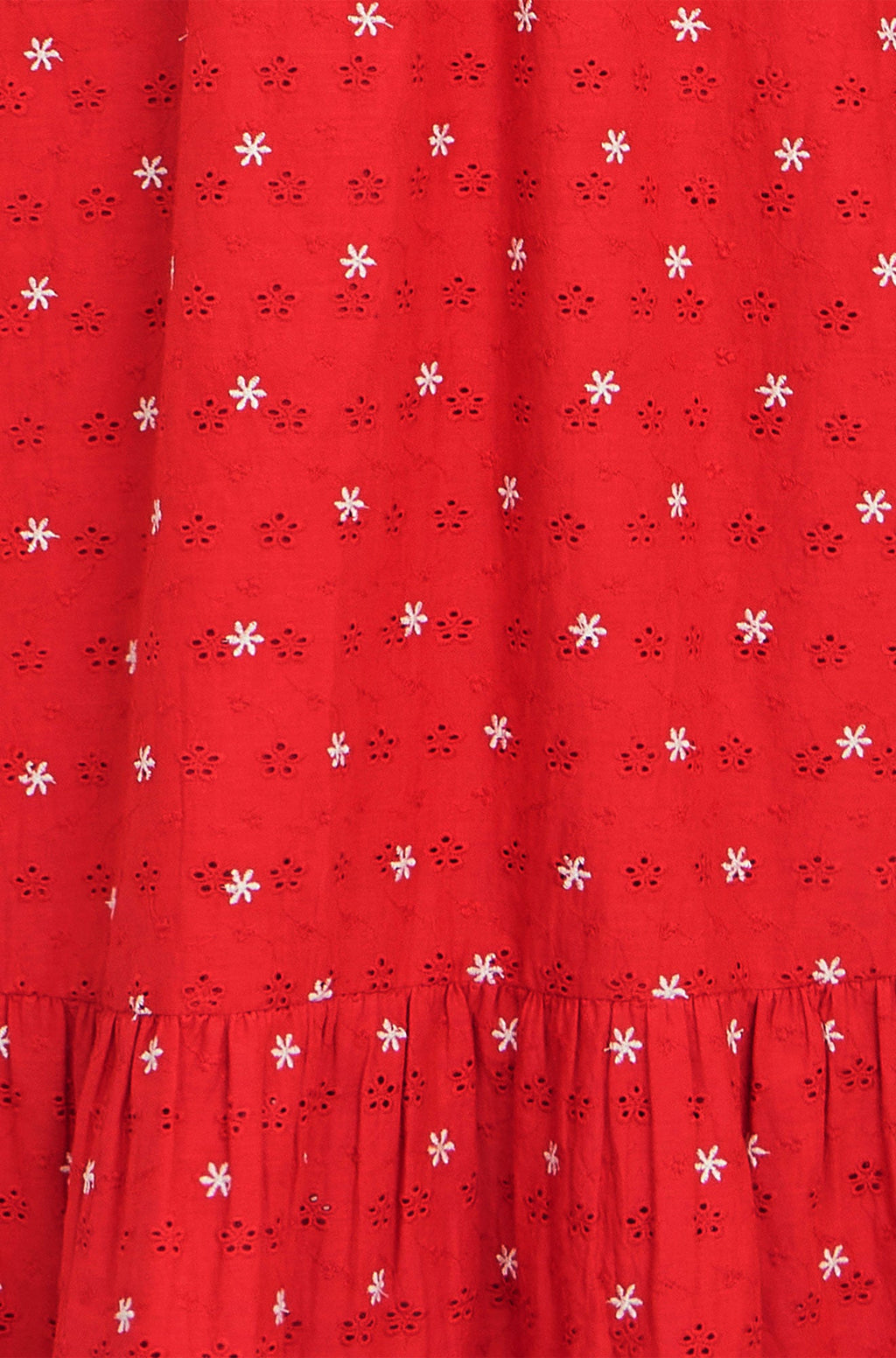 Yumi Red Broderie Anglaise Wrap Midi Dress With Flower Embroidery
