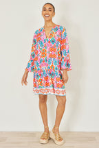 Yumi Multicolour Ikat Print Viscose Beach Tunic