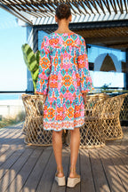 Yumi Multicolour Ikat Print Viscose Beach Tunic