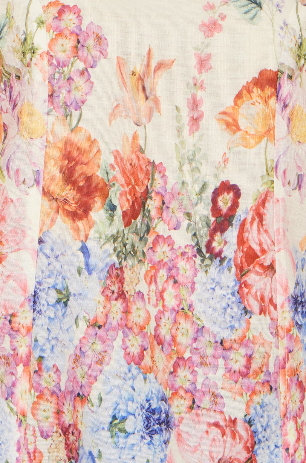 Yumi Pink Floral Border Top