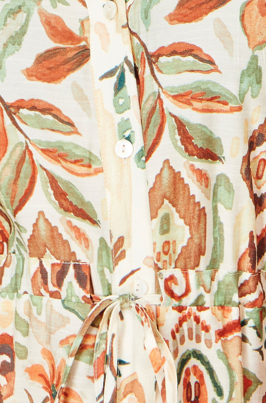 Yumi Ivory Viscose Relaxed Boho Print Maxi Shirt Dress