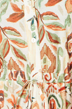 Yumi Ivory Viscose Relaxed Boho Print Maxi Shirt Dress