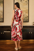 Yumi Pink Viscose Swirl Print Midi Dress