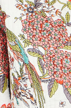 Yumi White Peacock Print Reversible Cotton Quilted Jacket